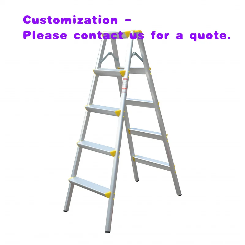 custom.Portable Silver Aluminum Foldable Ladder Step Stool Cheap Outdoor Camping Hiking Fishing Equipment EN131