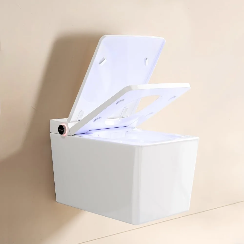 Vierkante vorm Badkamer Warmte Zitting Langwerpige rechthoekige vorm Ingebouwde keramische tank Slim toilet gemonteerd aan de muur