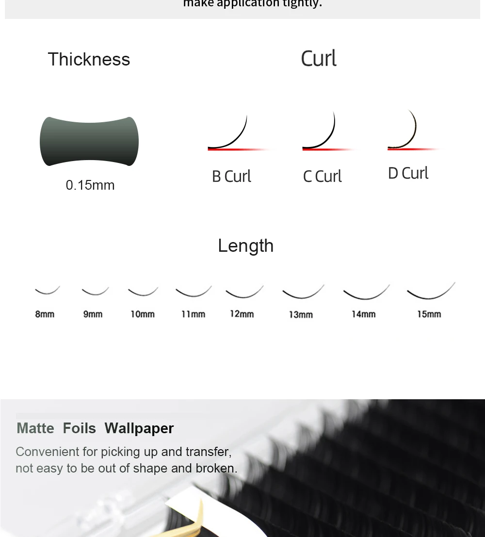 NAGARAKU Flache, geteilte Spitzen, elliptische Form, natürliche, helle Kunstwimpern, dunkelschwarze, matte Wimpern – Detail 6