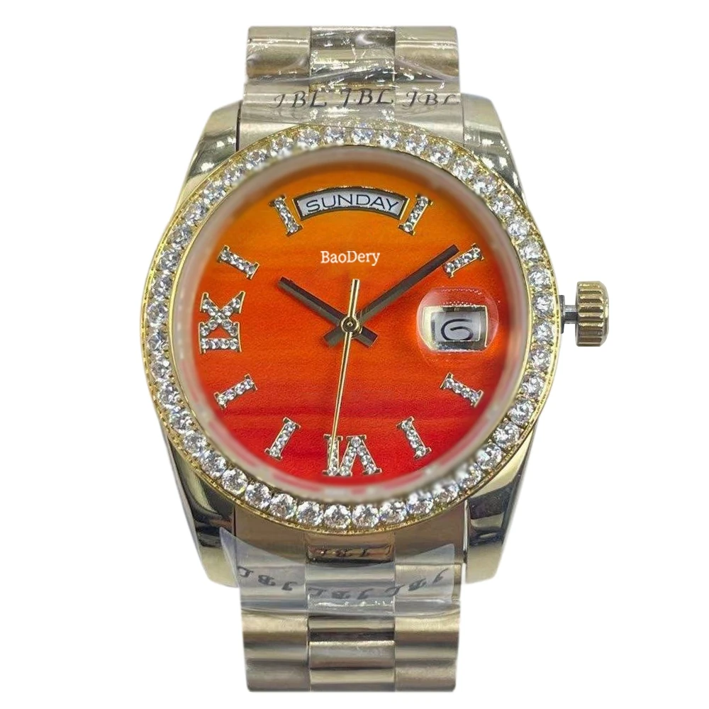 High-Quality 36mm watches for women,WatchGolden Bezel, Dial with Roman Numerals Gem Scale for Lady\'s best gifts for,Watch