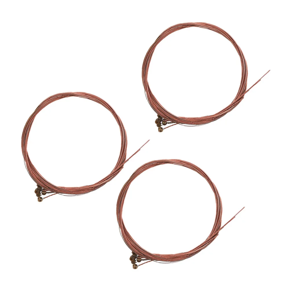 

3pcs Folk Guitar Strings High-Grade Steel Strings For Bass Red Bronze Tone Durable Smooth Tuning Stable Great Sound Replacement