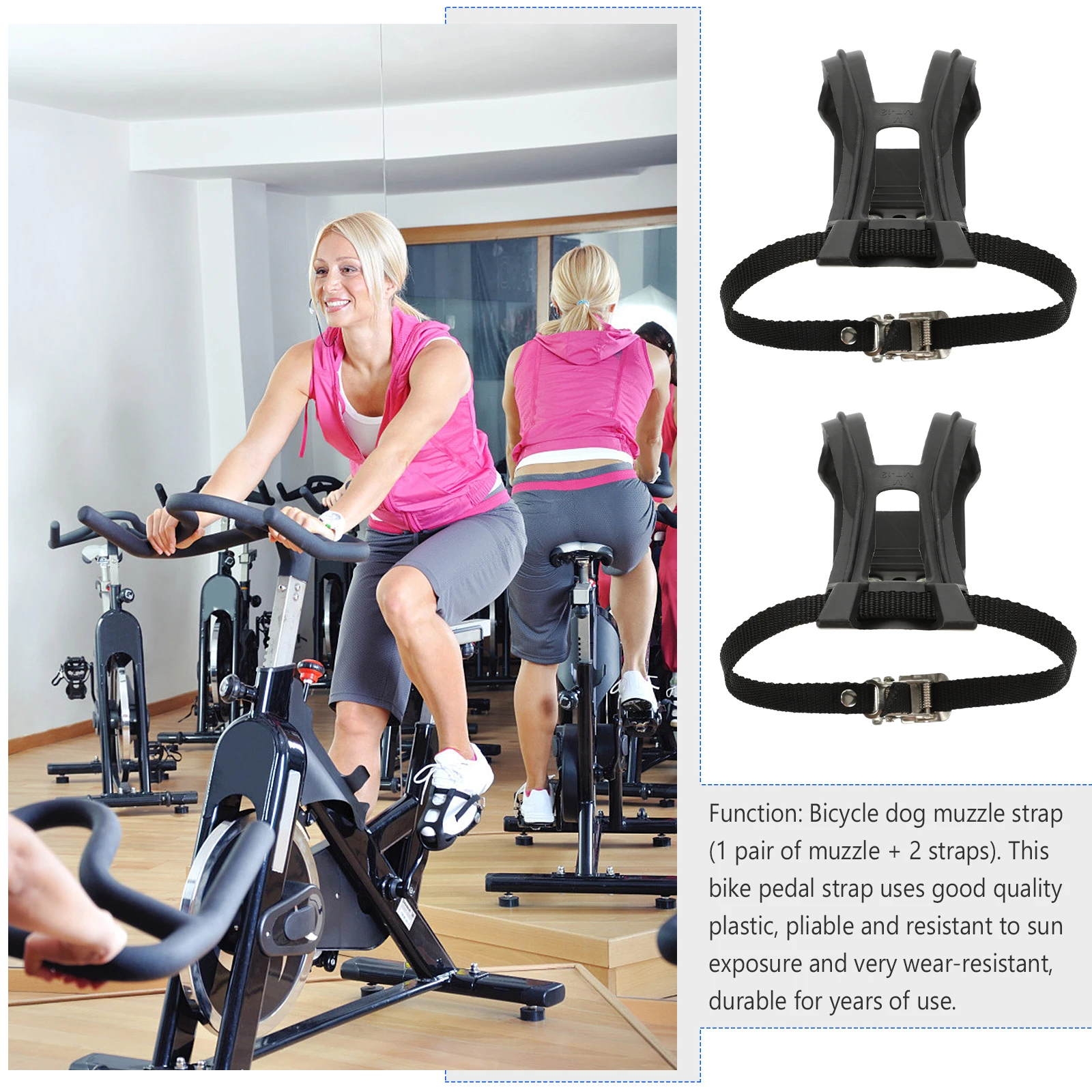 

1 set Bike Pedal Strap Black Toe Clips Adjustable Plastic Band Cycling Shoes Casing Holder Lightweight Durable Anti Slip Easy