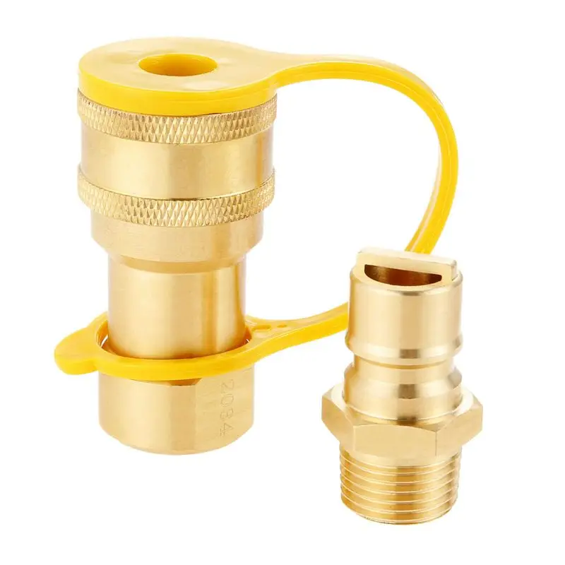 GTBL 2X 1/2 Inch Solid Brass Gas Propane Quick Connect Disconnect Fitting Connector Adapter