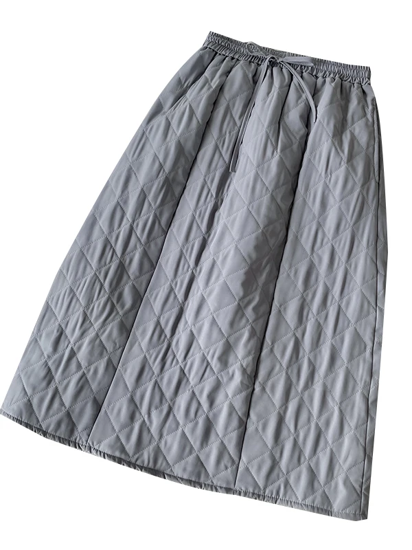 티엔드 코튼 스커트 여성용 가을 겨울 신상 슬레 아티스틱 A라인 랜턴 스커트 따뜻한 출퇴근용 하이웨이스트 코튼...