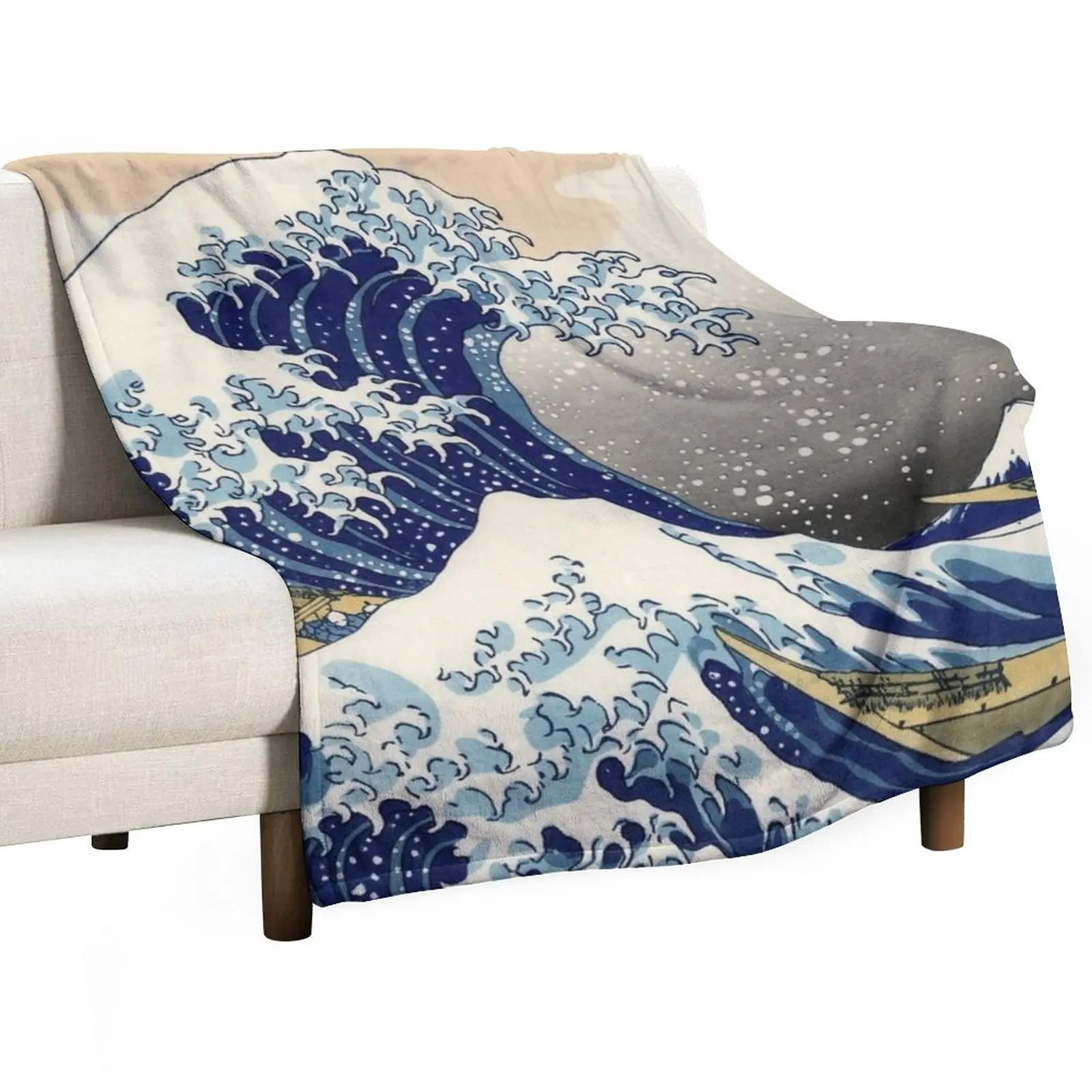 

The Great Wave off Kanagawa Throw Blanket Retros Flannel Fabric Large blankets and throws Blankets