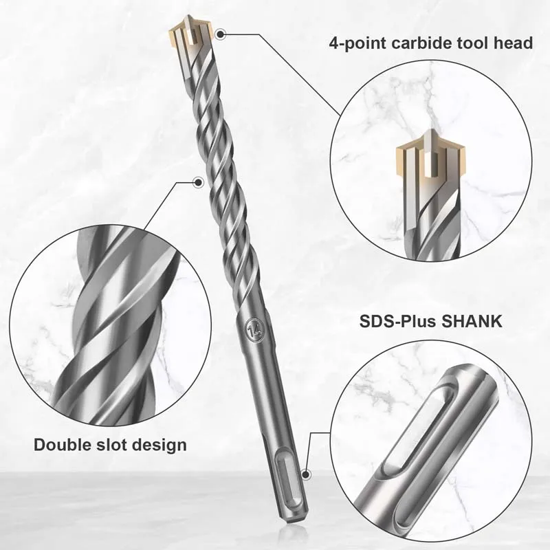 110/160/210/310mm SDS Plus Concrete Drill Bit Crosshead Twin Spiral Hammer Masonry Drill Bits For Woodworking & Metal Rock Stone