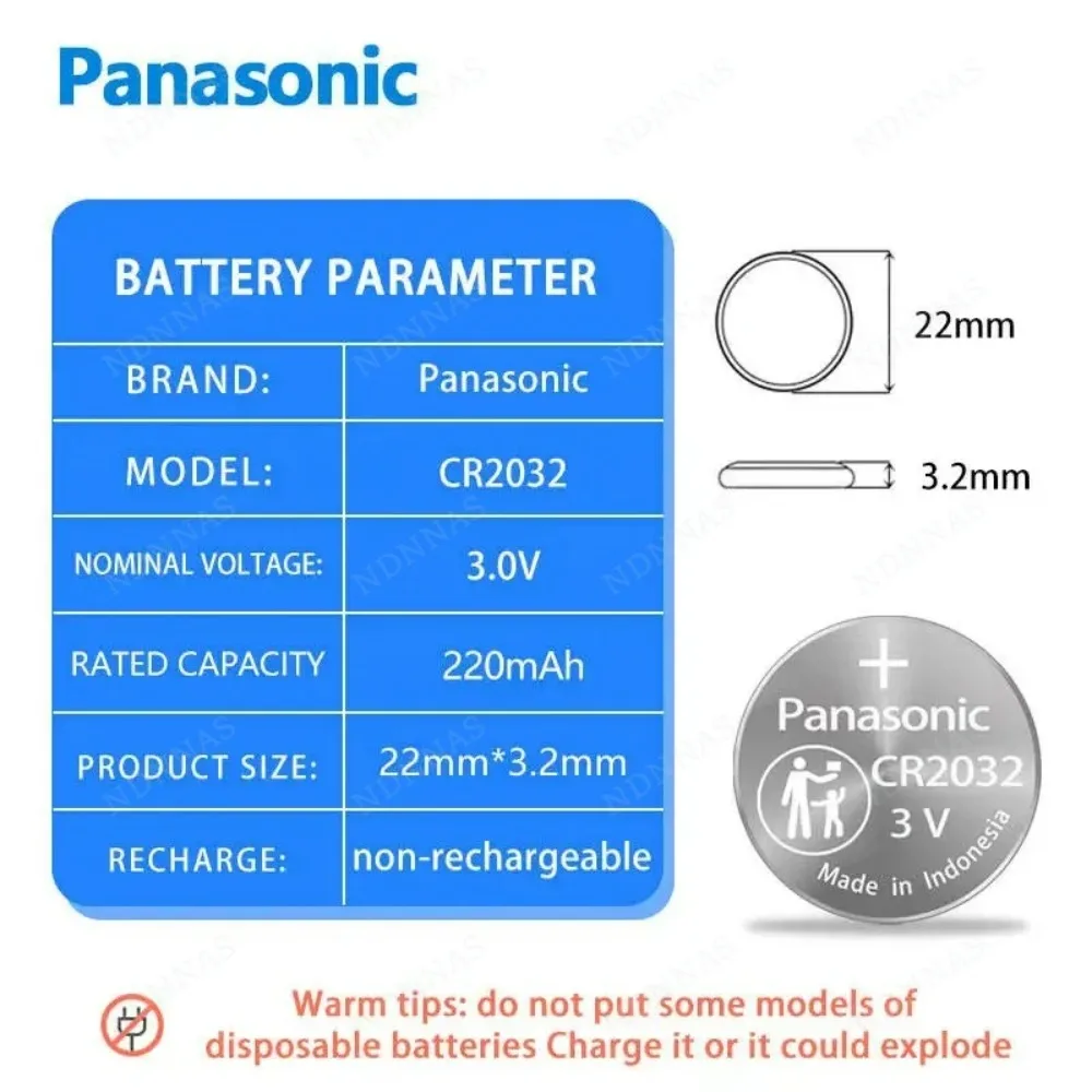 2-50 SZTUK Oryginalnych Baterii Litowych PANASONIC CR2032 CR 2032 3V do Zegarków, Kalkulatorów, Zegarów, Pilotów, Zabawek, Baterii Guzikowych — zdjęcie produktu 6
