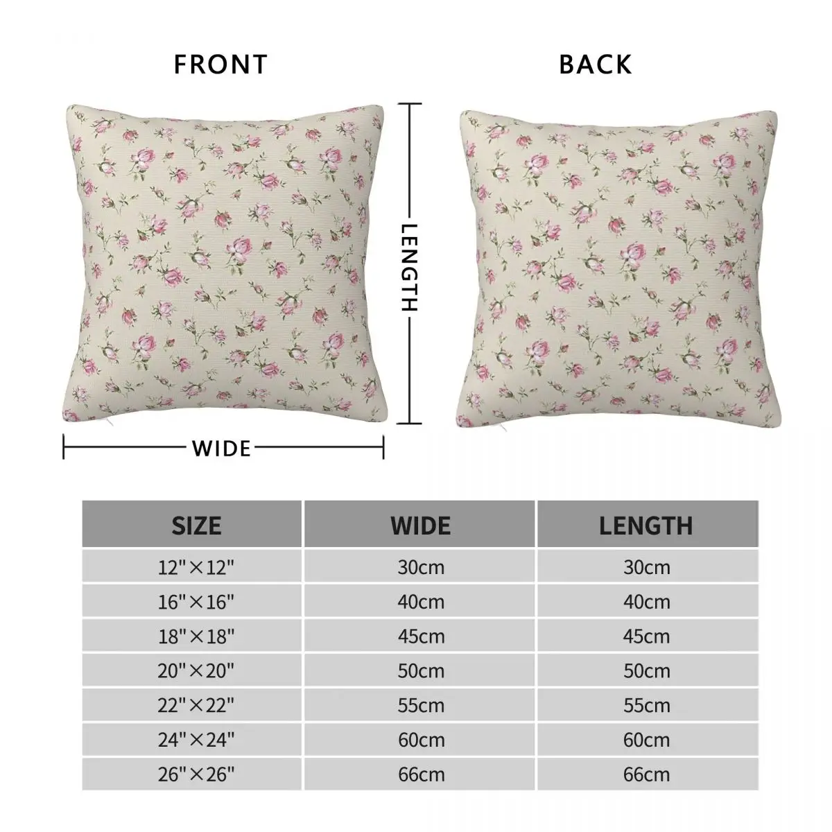 Coquette Floral Pink Square Pillowcase Polyester Linen Velvet Pattern Zip Decor Pillow Case Bed Cushion Cover 18