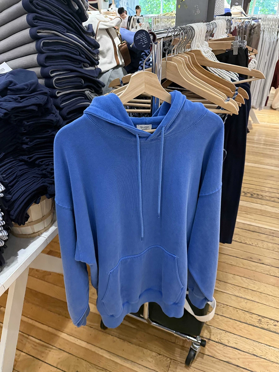 الأزرق الملكي فضفاض مقنعين البلوز المرأة الخريف جديد طويل الأكمام جيب هوديس البلوز الأعلى الشارع الشهير خمر البلوز غير رسمي