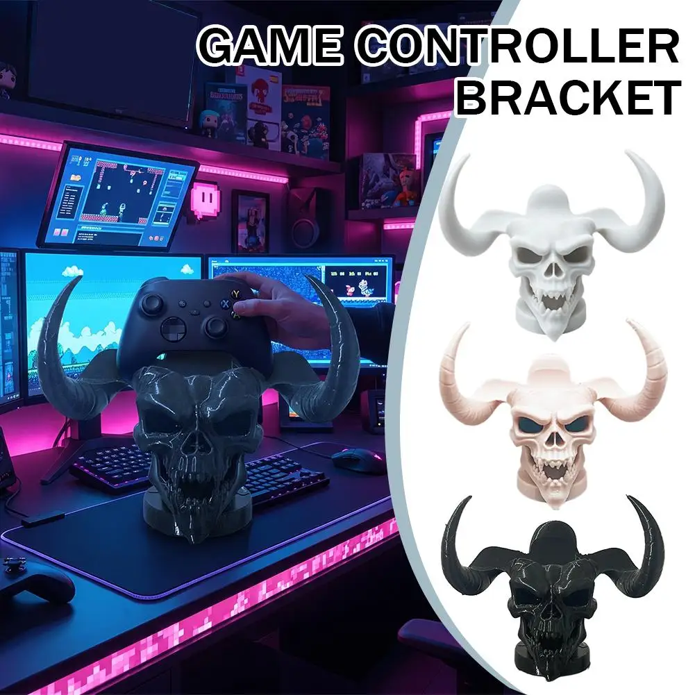 Retro Heart Shaped Game Controller Stand for PS5 PS4 Pixel Art Devil Horn Resin Desktop Holder Gaming Display Dock