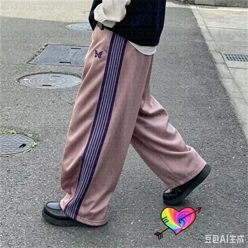 Butterfly Pattern Side Stripe Quick Dry Hip Hop Wide Leg Pants Unisex Men Kid Trousers Streetwear Sports Daily Sweatpants