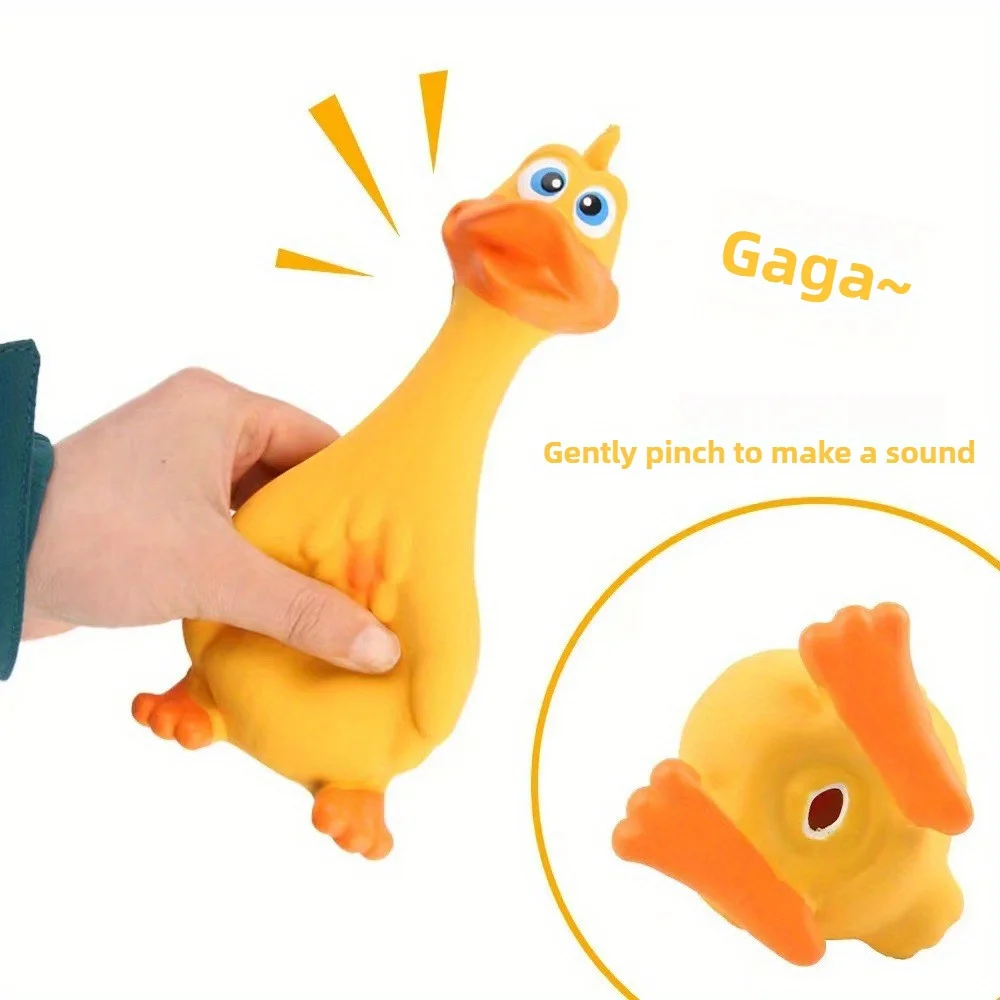 Squeaky Dog Chew Toy Latex Duck Shape Pet Bite Resistant Training Toy for Teeth Cleaning