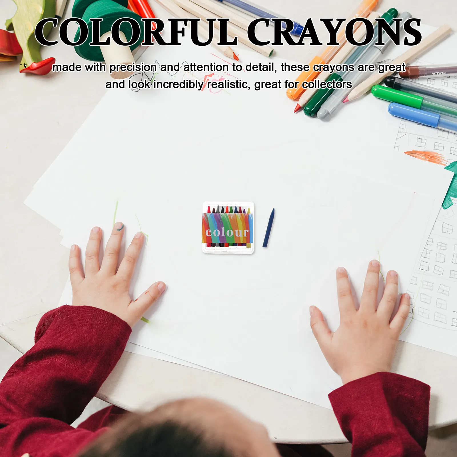 2 Boxes Miniature Colorful Writable Crayons Functional Decorative Crayons for Mini House Landscape Decor Photo Props Simulation
