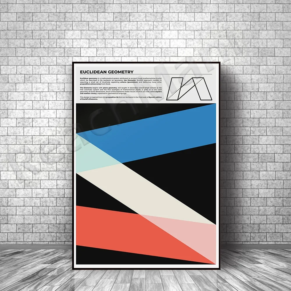 Geometría de Euclides impresa por un profesor de matemáticas de secundaria, arte matemático inspirado en la propuesta de Euclides, póster STEM para decoración de dormitorios