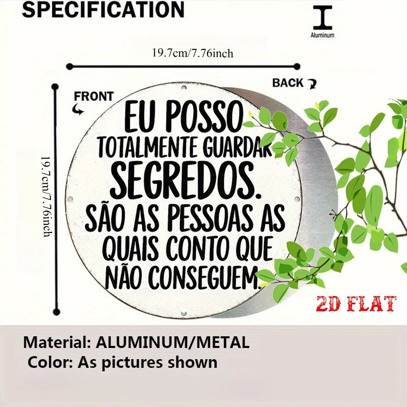 2D Flat, 1pc Vintage Portuguese Phrase Metal Wall Art Sign - 