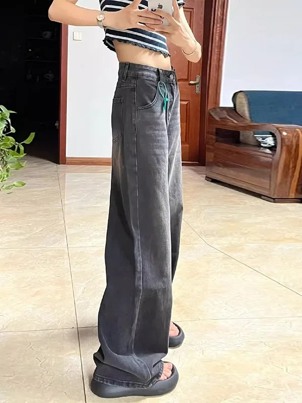 

High Waist Wide Leg Jeans Women's Spring Autumn New Style Casual Washed Straight Cut Jeans plus Size Fashionable Bootcut Pants