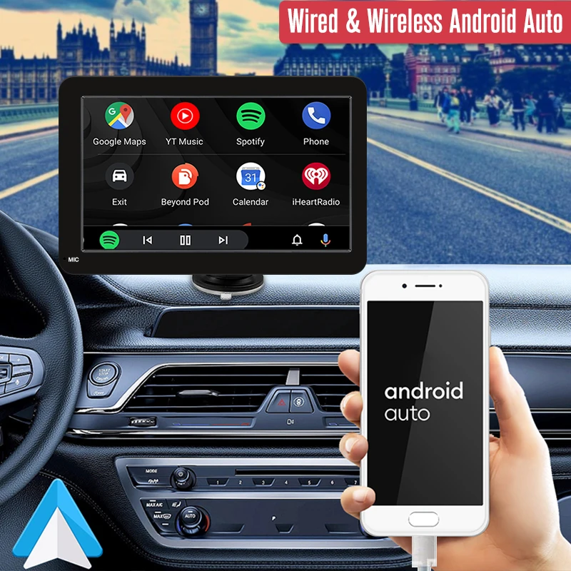 Bezprzewodowy ekran Carplay z systemem Android Auto przenośny do samochodu zamontowany na Radio uniwersalny Carplay inteligentny System Monitor