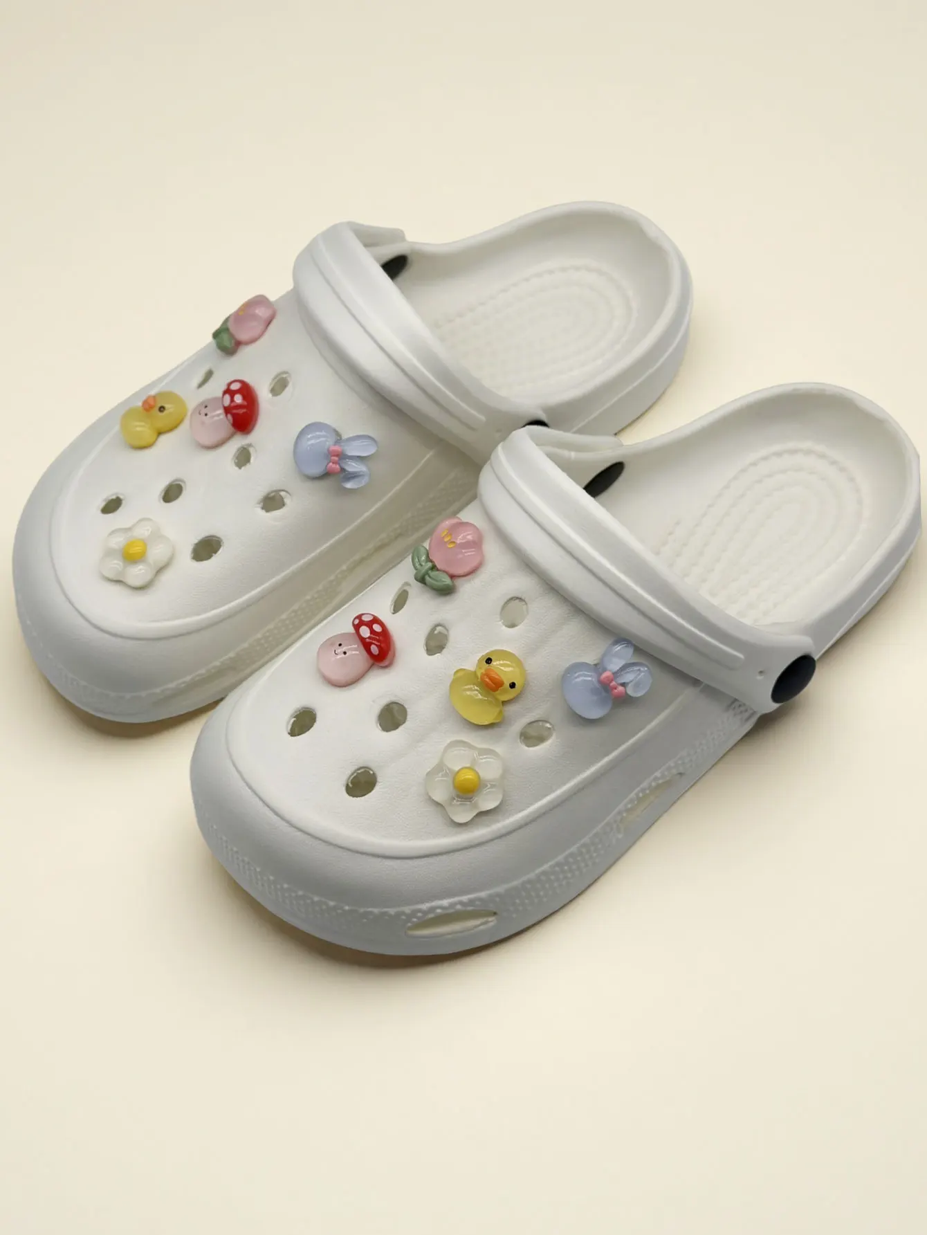 10Pcs Transparent Duck, Rabbit, Mushroom, Flower Shoe Charms Decorations, Suitable for Clogs, Beach Sandals