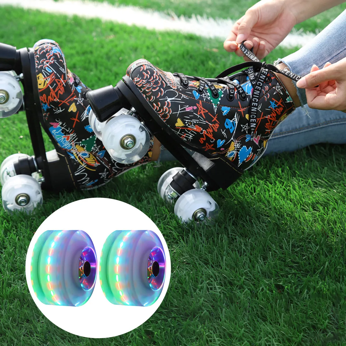 

2Pcs Roller Skates PU Outdoor Skating Wheel Accessories Light Up Wheel Replacement for Street Skating