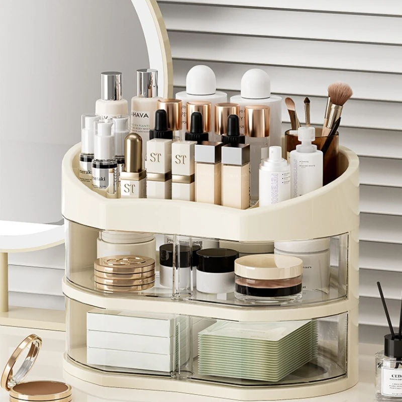 Home Table Large Capacity Cosmetics Organizing Makeup Storage Box Drawer Dustproof Table Lipstick Powder Storage Organizer Rack