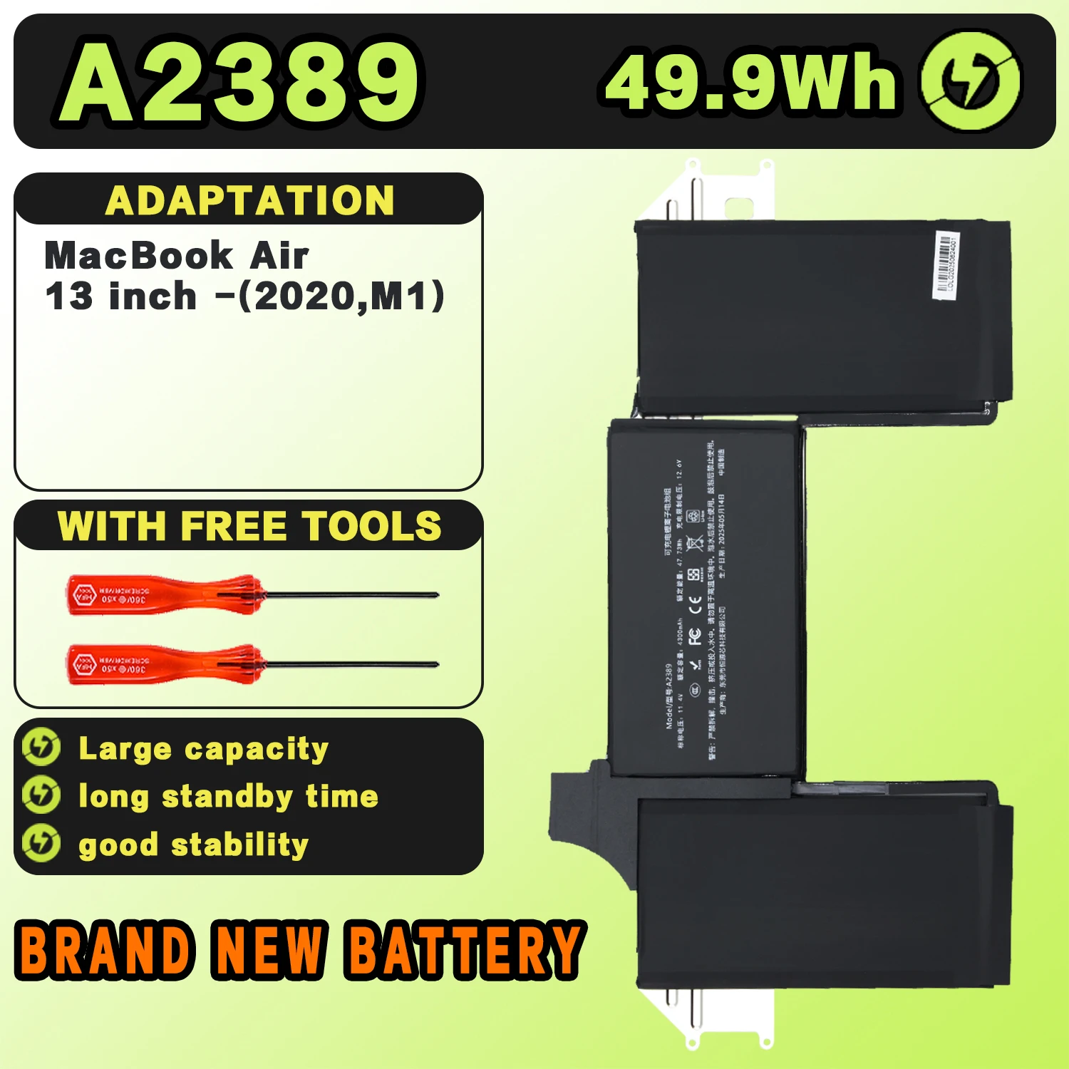 SAT A2389 New Laptop Batteries Replacement For Apple A2337 2020Year MacBookAir(13