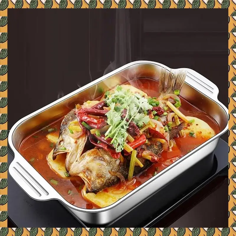 

A77I Grilled Fish Tray Household Rectangular Tray Crayfish Tray Induction Cooker Oven