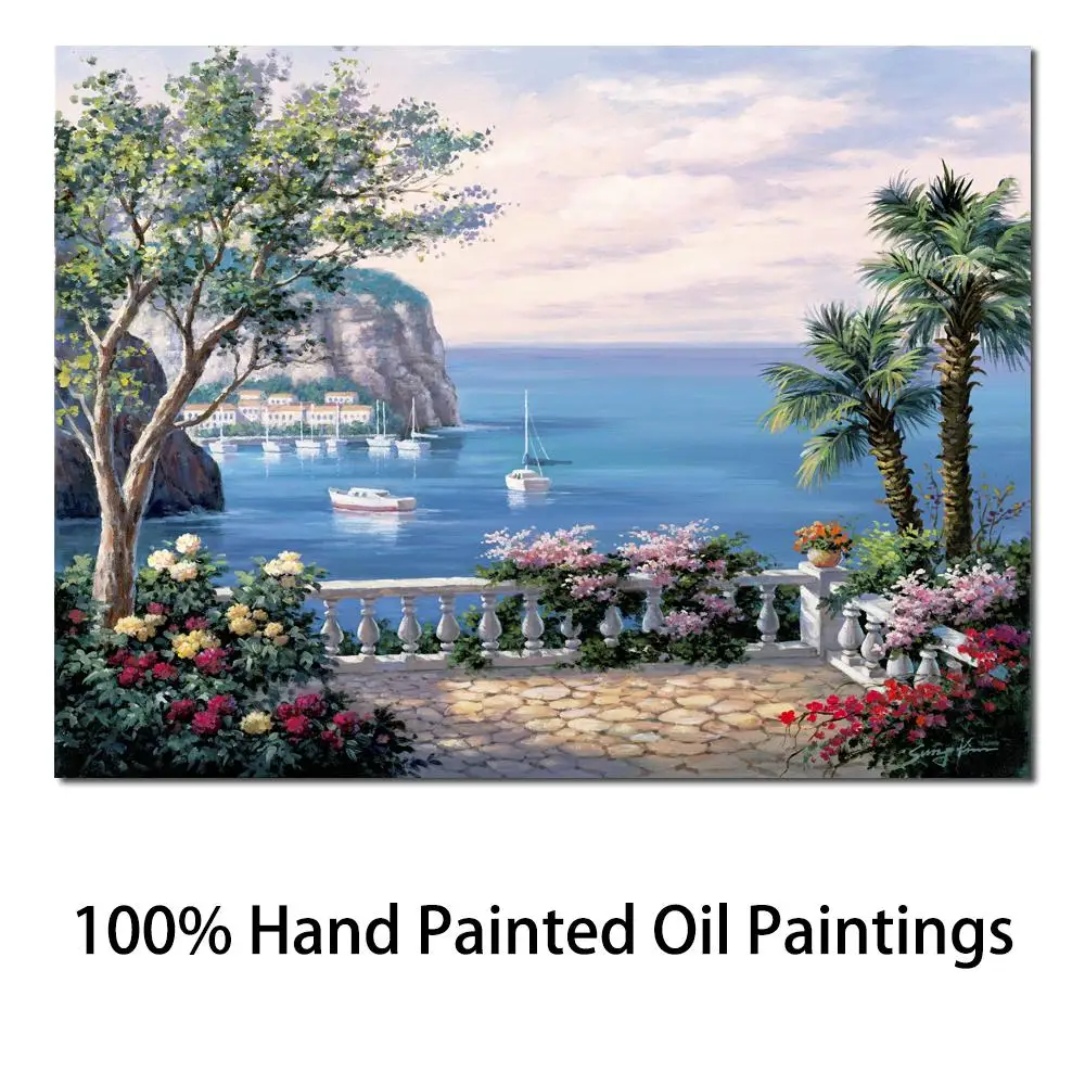 

Canvas Art Seascapes Oil Paintings Costa Del Sol Modern Hand Painted Artwork for Home Decor