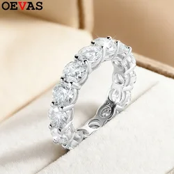 OEVAS 5MM Moissanite Full Eternity Band For Women S925 Sterling Silver Plated 18K Gold Lab Diamond Band Wedding Fine Jewelry