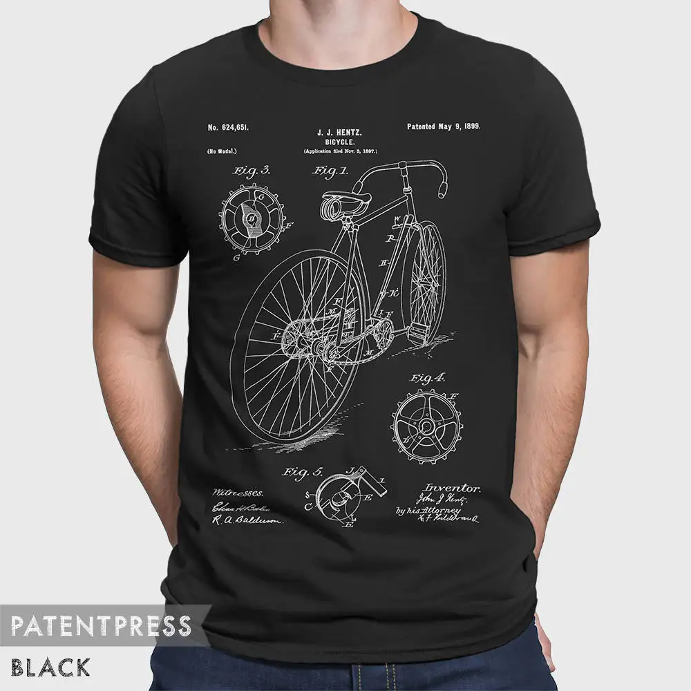 Bicycle T Shirt Patent Cycling Bike For Cyclist Bicyclist Dad P037