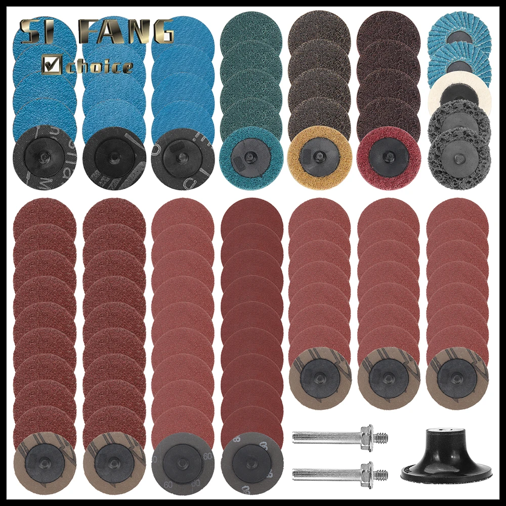 101 Pcs Sanding Discs Set 2 Inch Quick Change Disc with 1/4 inch Tray Holder for Die Grinder Surface Prep Strip Grind