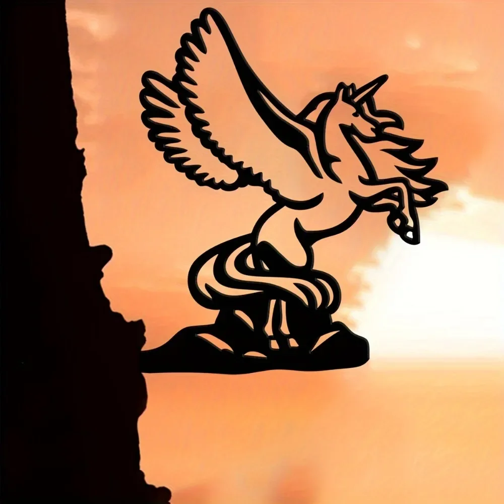 CIFBUY Pegasus Silhouette Iron Wall Art Metal Sculpture Rust Proof Outdoor Home Hanging Decor Gift Plaque Sign