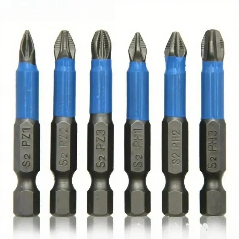 

6Pcs 1Set 50mm for PH1/PH2/PH3/PZ1/PZ2/PZ3 Drill Bits Non-Slip Magnetic Screwdriver Bit Hex Shank