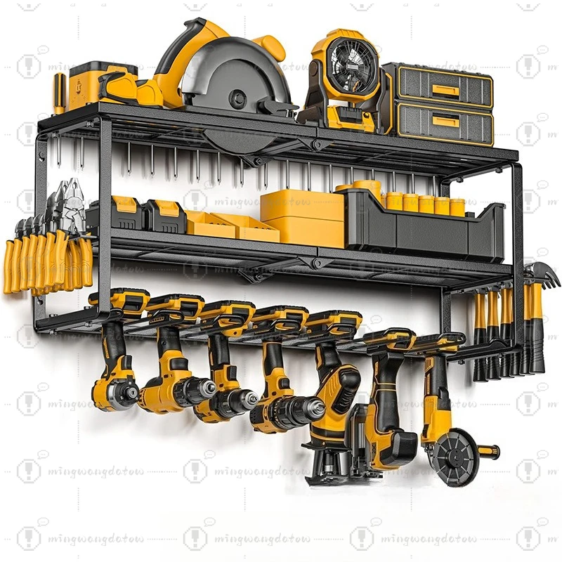 Wall Mounted Power Tool Storage Shelf, Heavy Duty Electric Drill Bracket Workshop Tool Organizer Rack