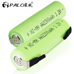 Batería recargable AA de 1,2 V, carcasa verde de celda NiMh de 2200mah con pestañas de soldadura para Afeitadora eléctrica Philips, maquinilla de afeitar, cepillo de dientes Braun