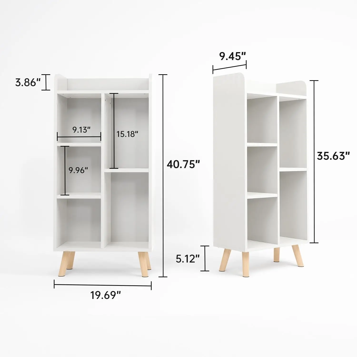 Cube Storage Organizer with Legs, Cube Shelf, Display Bookcases for Bedroom,Living Room, 3-Tier 5 Cubes Bookshelf, White