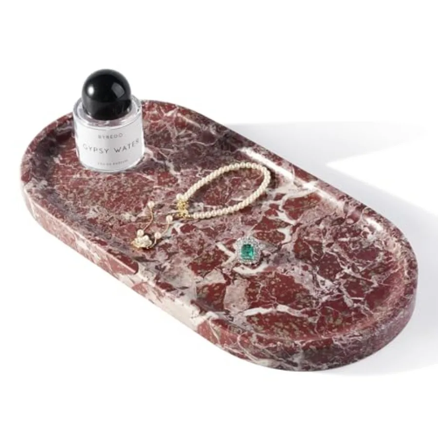 

Norway Natural Marble Tray, Vanity Decorative Tray for Countertop, Catchall Tray for Perfume, Candles, Jewelry Dish