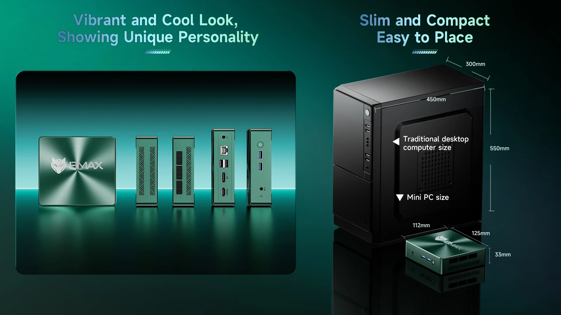 BMAX B6 Turbo Mini-PC 16 GB RAM 512 GB ROM Intel I5 8257U Windows 11 WIFI 6 Intel LRIs Plus Grafik 645 DP USB HDMI – Detail 3