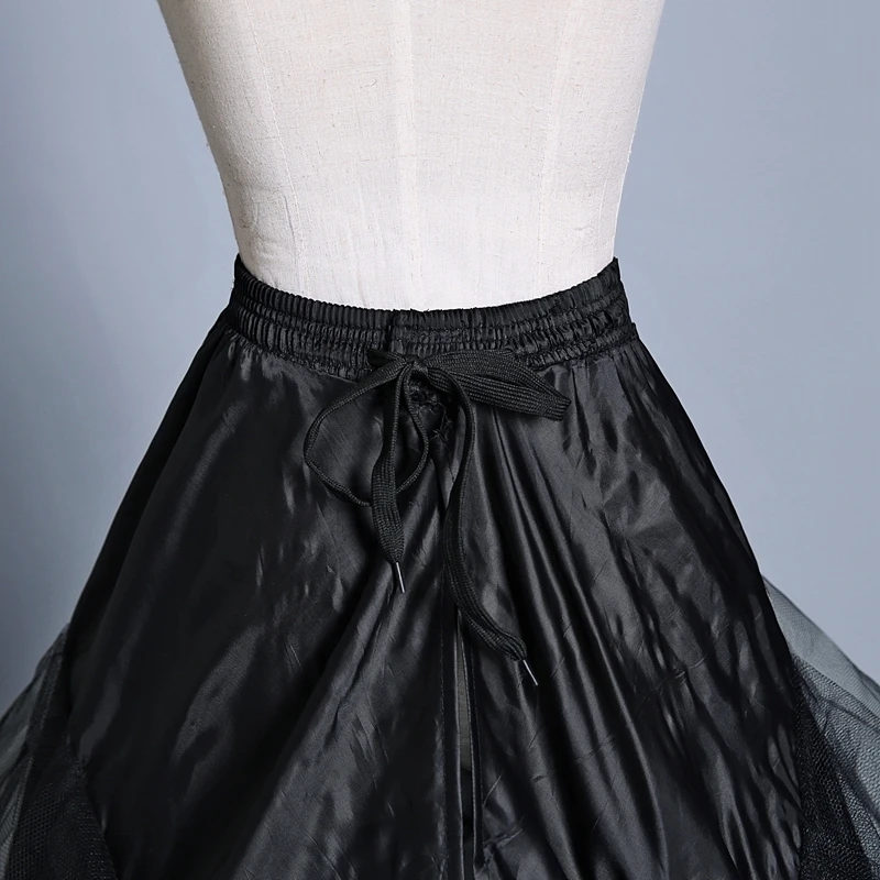 In Voorraad Groothandel Black Wedding Petticoats Met Tailing Retro Vintage Fancy Net Rok Tutu Bridal Buddy 2 Hoops Met Bone