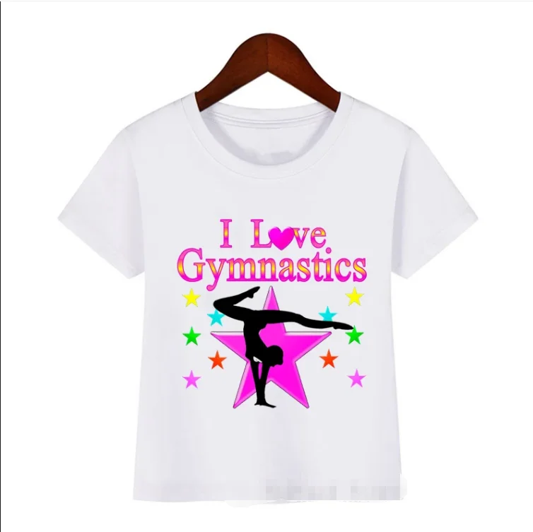 Watercolor I\'M Wild About Gymnastics Graphic Print T-Shirt For Girls Cute Children\'S Clothing Gymnastics Dance Lover Tshirt Tops