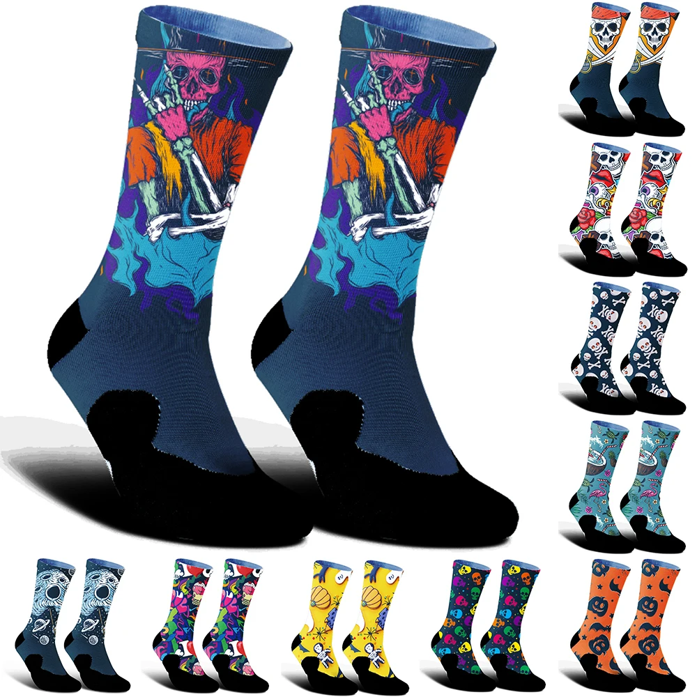 

Новинка 2025 года, шоссейные велосипедные носки, скейтборд, космический череп, велосипедные носки, удобные противоскользящие спортивные велосипедные носки