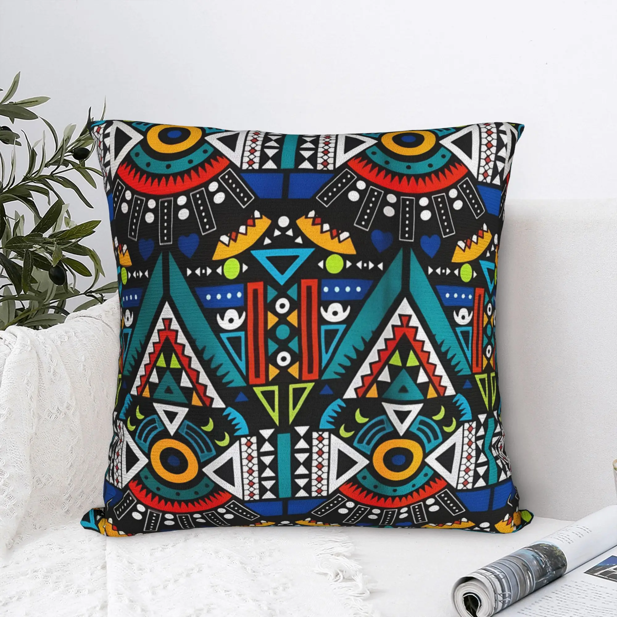 African Tribal Geometric Art Pillow Case  Soft Pillow Cover For Sofa Home Decor Retro Trendy Pillowcases