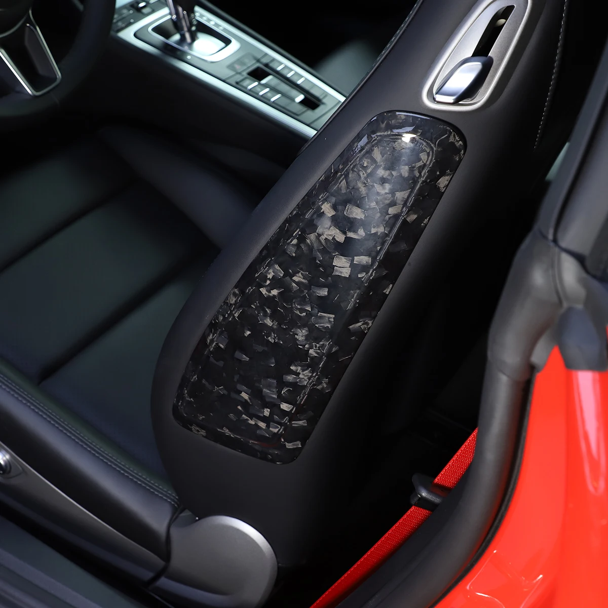 2x Real Carbon Fiber Seat Side Trim Panel Seat Handle Protective Cover Sticker Fit for Porsche 718 911 2015-2020