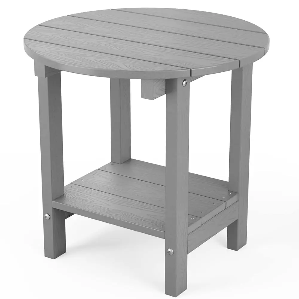 

Round Outdoor Side Table Adironda Tables 18 H Chairside End Tables With Storage Shelf, 2-Tier Plastic Patio Side Table For
