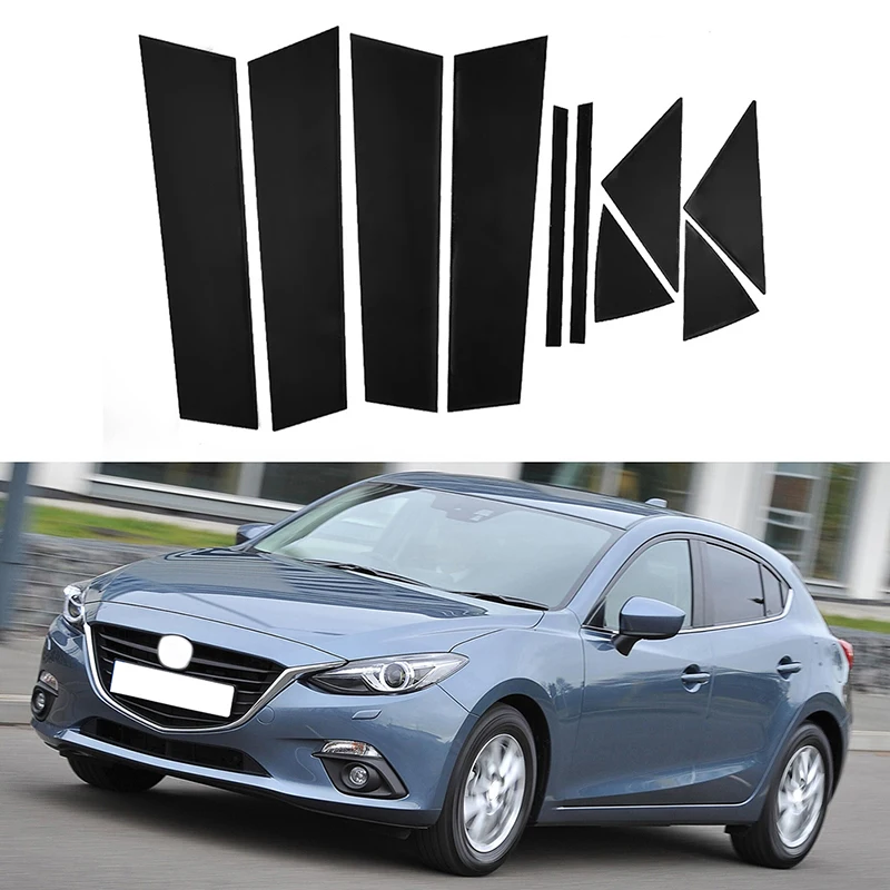 10Pcs For Mazda 3/Axela 2014 2015 2016 2017 2018 Car Window Pillar Posts Door Trim Cover Sticker Decal Auto Exterior Accessories