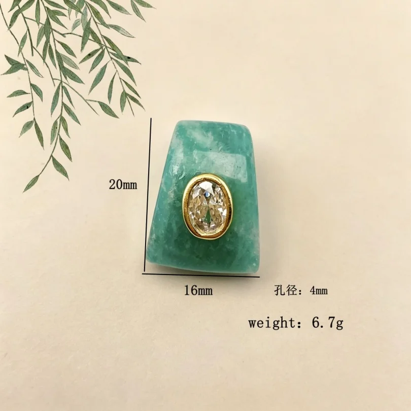 Axe Shape Natural Stone Large Hole Beads Zircon Inlaid Loose Crystal Spacer for Jewelry Making Diy Necklace Bracelet Accessories
