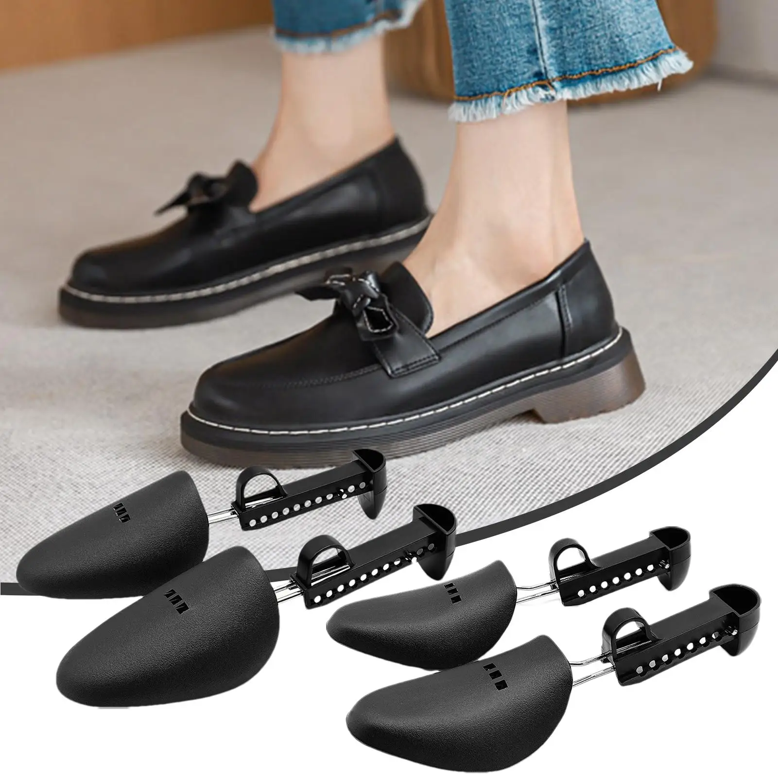 Adjustable Anti Wrinkle Shoe Shaping Tool Plastic Shoe Stretcher 1 Pair Portable Shaper Durable Boot Tree For Women Men Travel