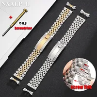 Correa de reloj para Rolex DAYTONA SUBMARINER Yacht-Master GMT, correa de acero inoxidable de lujo para pulsera de extremo curvo Jubilee de 20mm y 21mm