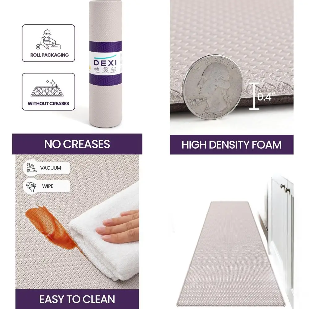 

Кухонные коврики против усталости, 23x59, водонепроницаемый длинный коврик, удобная подкладка из пены с эффектом памяти для стояния, бежевый и белый