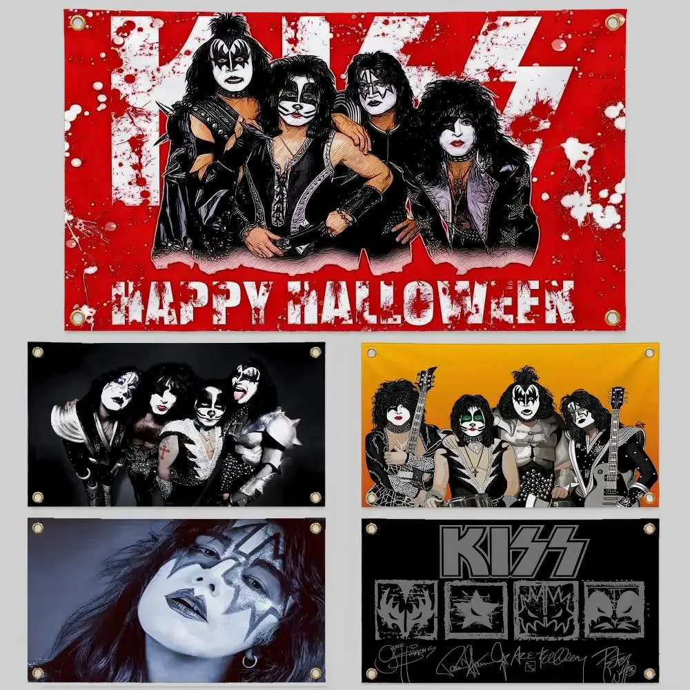 Band KISS KISS Army The Demon Starchild Flags Wall Hanging Background Flag Wall Decor Banners for Outdoor Bedroom Dorm Room
