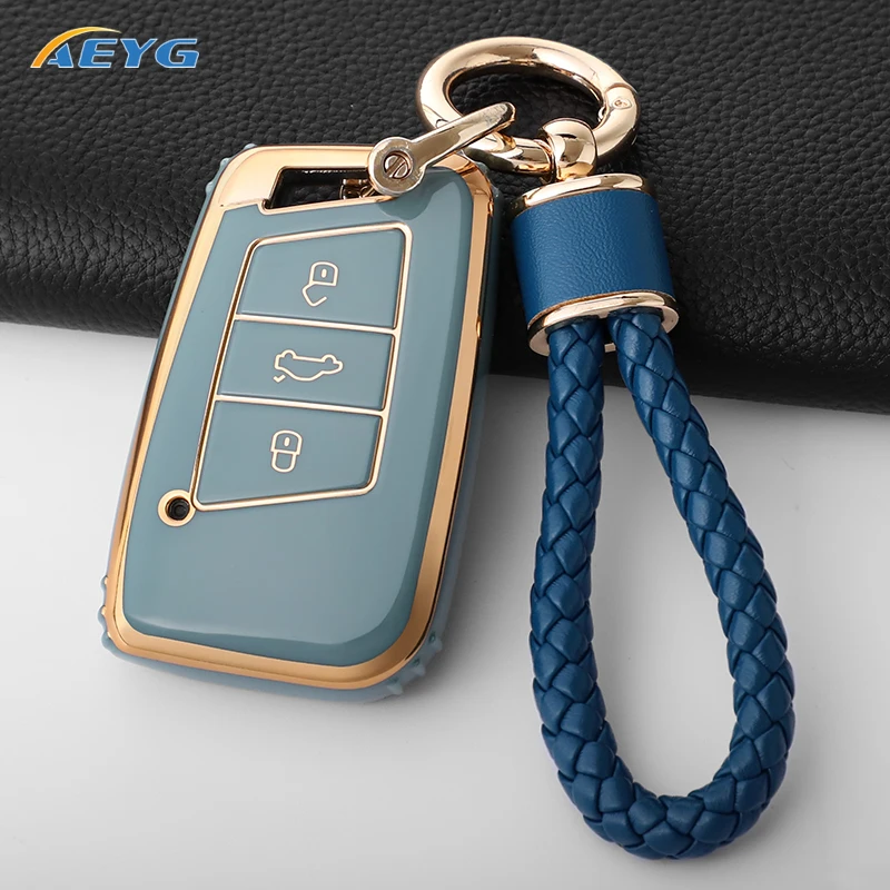 AYEG TPU Car Key Case Cover Shell For VW Volkswagen Golf 7 MK7 Tiguan MK2 Seat Ateca Leon FR Ibiza Skoda Octavia Kodiaq